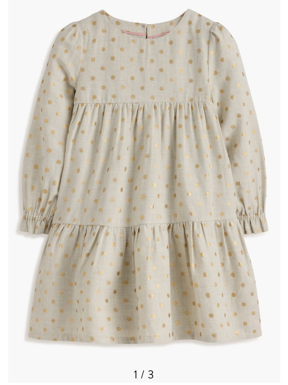 Mini Boden Betsy tiered ruffle oatmeal/gold spot